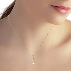 0.03 Carat 14K Solid Yellow Gold Cross Necklace Natural Diamond