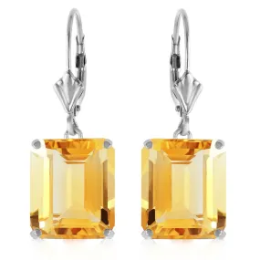 13 Carat 14K Solid White Gold Leverback Earrings Citrine