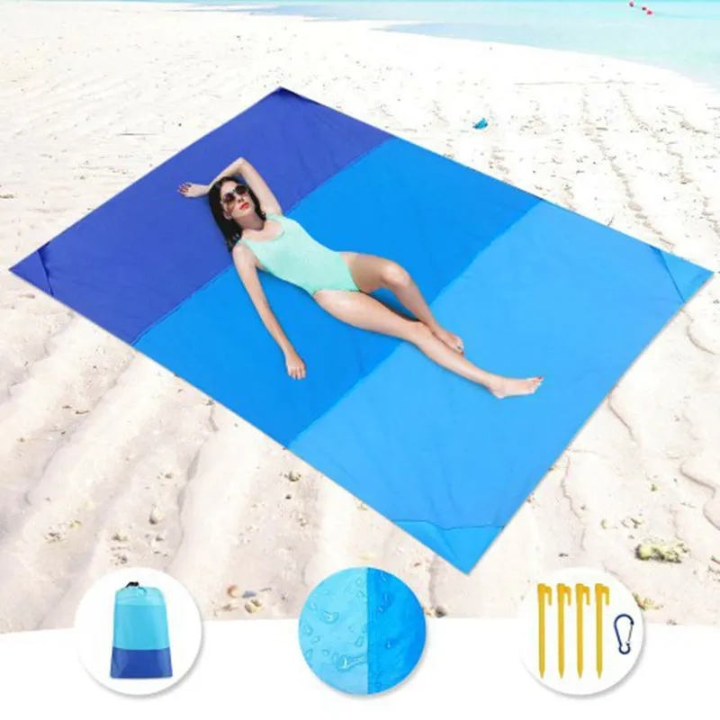 200x210cm Pocket Picnic Waterproof Sand Beach Mat Outdoor Camping Folding Blanket Picknick Tent Cover Bedding