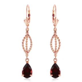 3 Carat 14K Solid Rose Gold Garnet Dangling Earrings