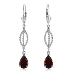 3 Carat 14K Solid White Gold Tonight She Lies Garnet Earrings