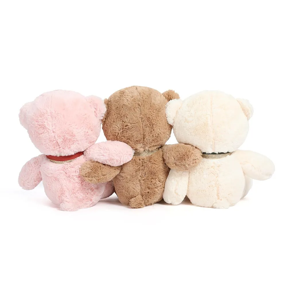 3-Pack Teddy Bear Stuffed Toys, 12'', White/Brown/Pink