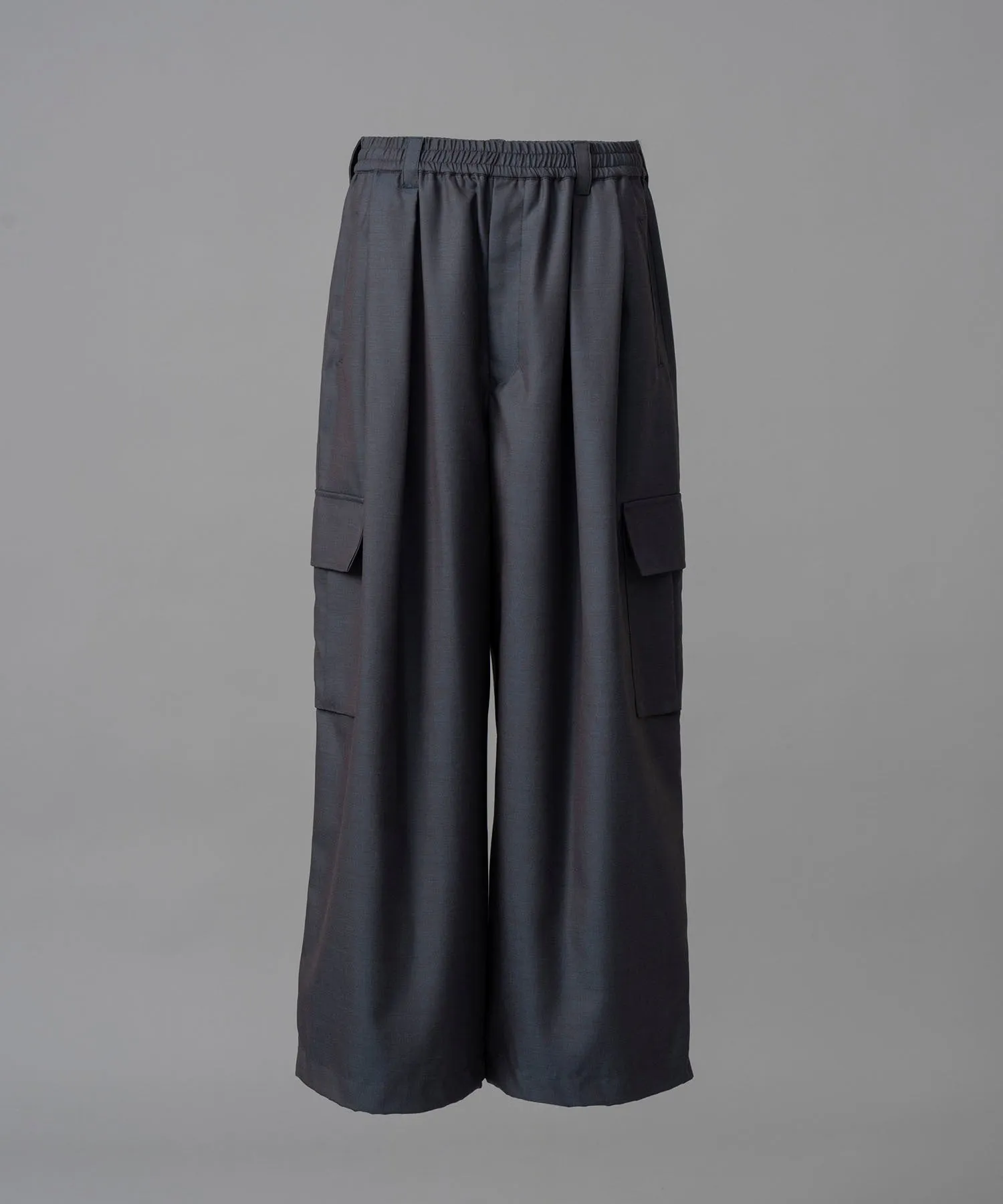 4 Colors Chambray Washable Wool Prime-Wide Cargo Pants