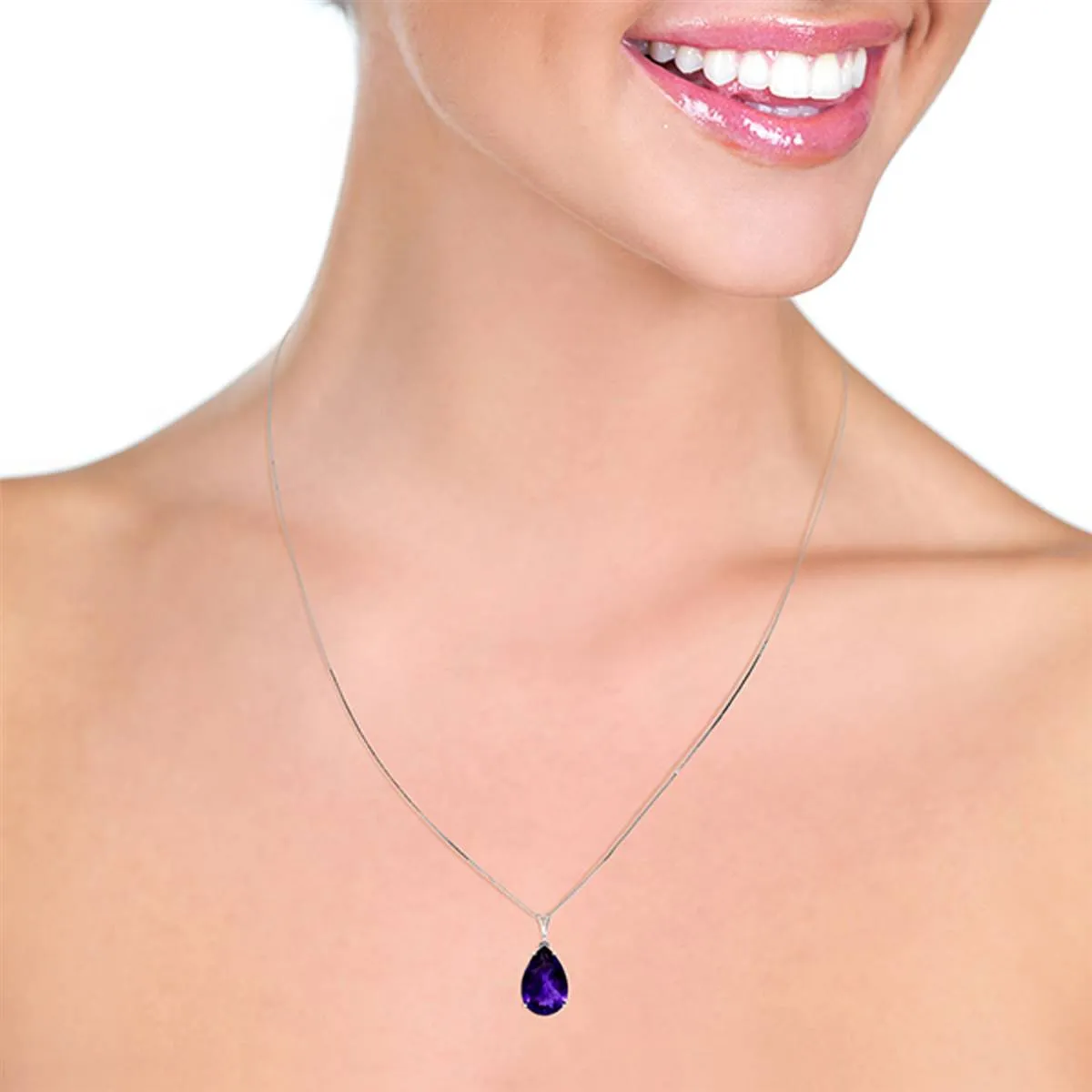 5 Carat 14K Solid White Gold Enter Eternity Amethyst Necklace