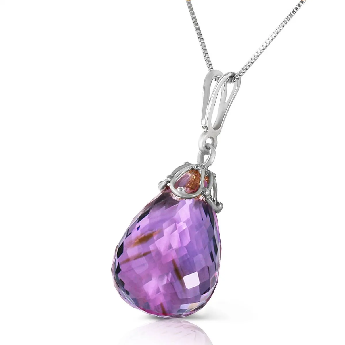 7 Carat 14K Solid White Gold Utmost Tenderness Amethyst Necklace