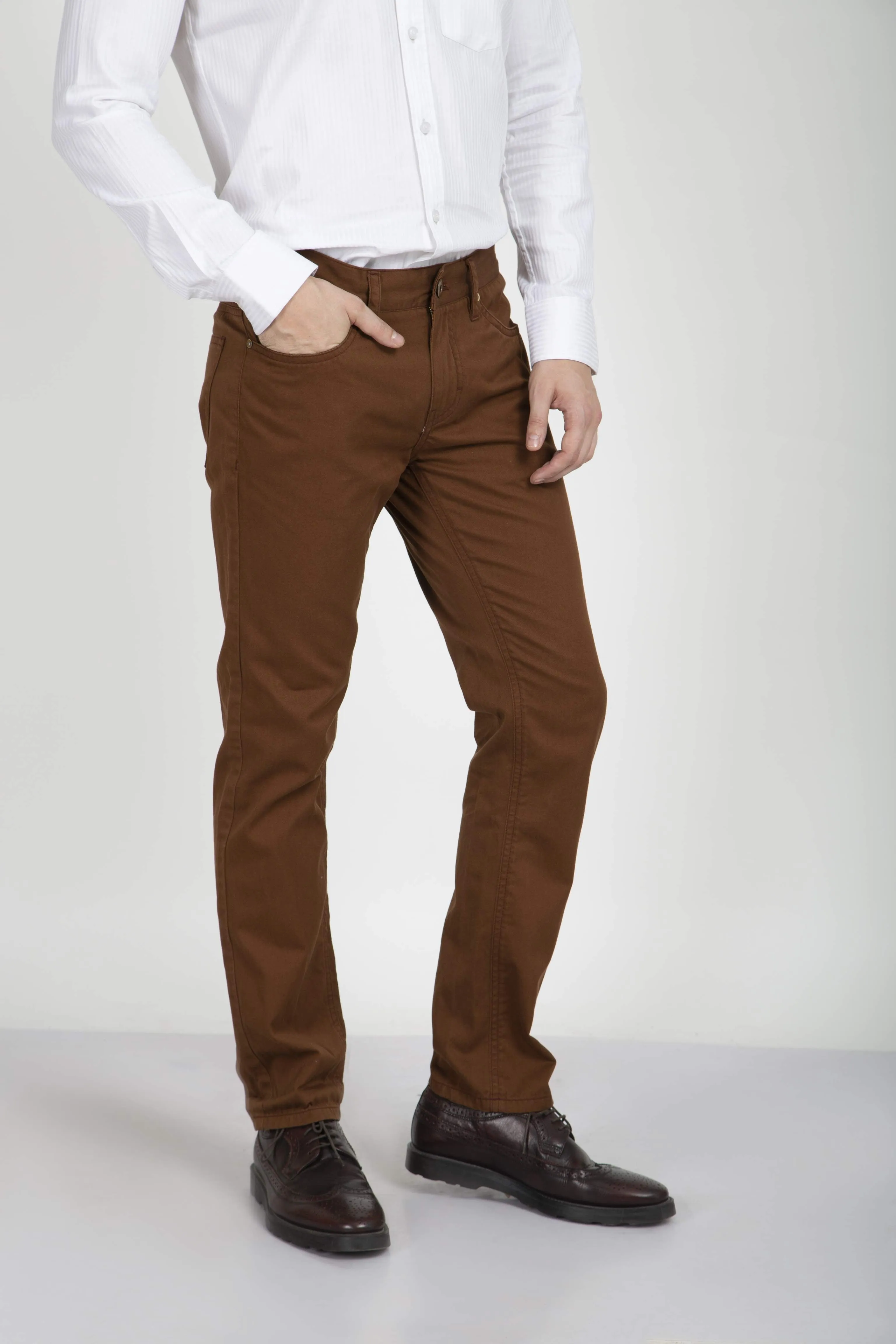 A8 | FINE ITALIAN BROWN TWILL JEANS