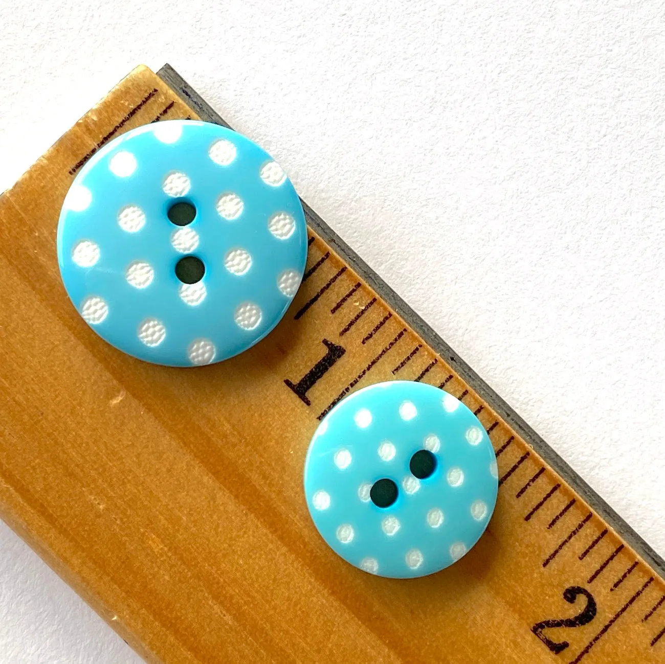 Aqua Blue with White Dots or Plain Aqua Button 9/16" or 11/16"