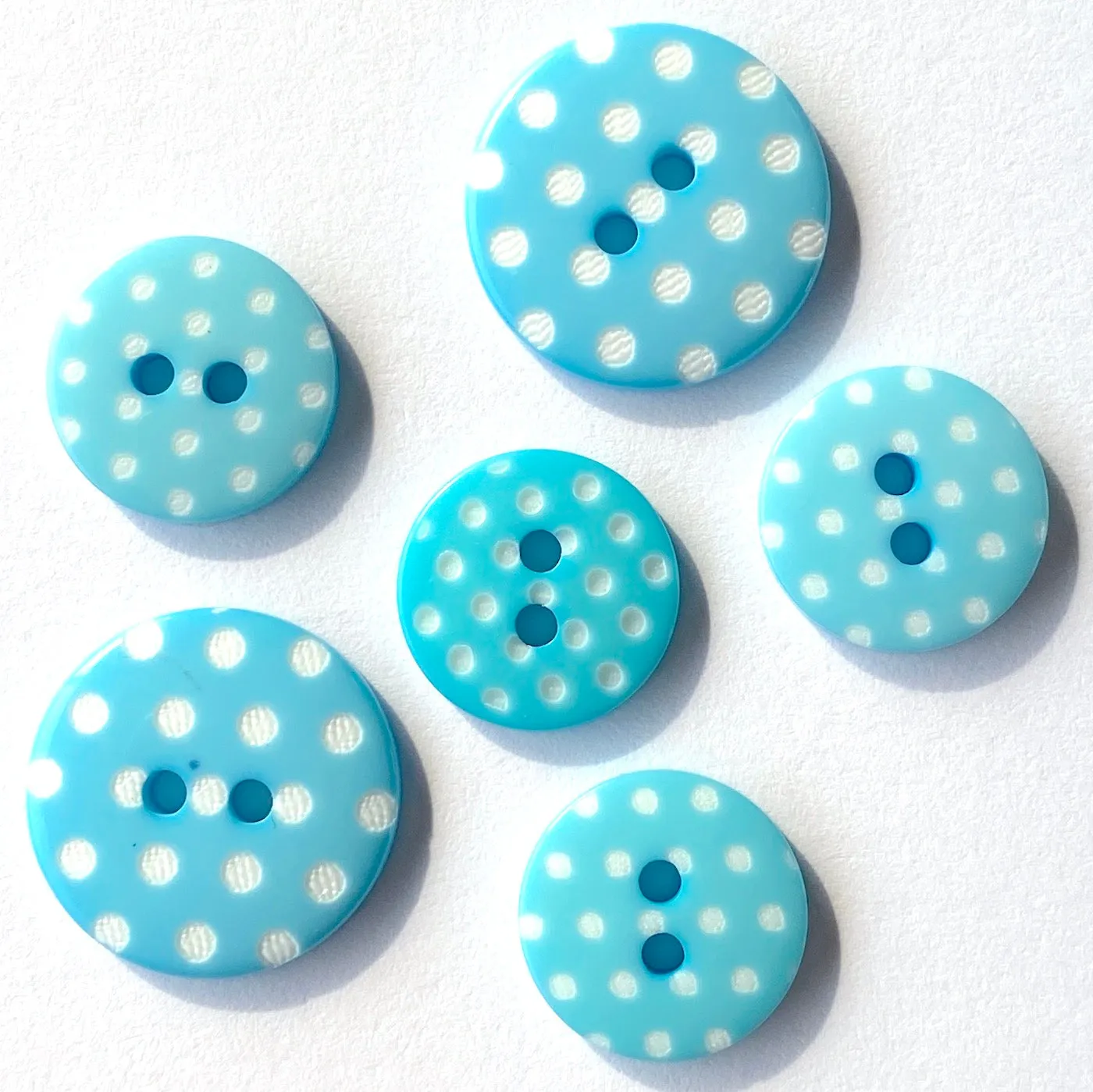 Aqua Blue with White Dots or Plain Aqua Button 9/16" or 11/16"