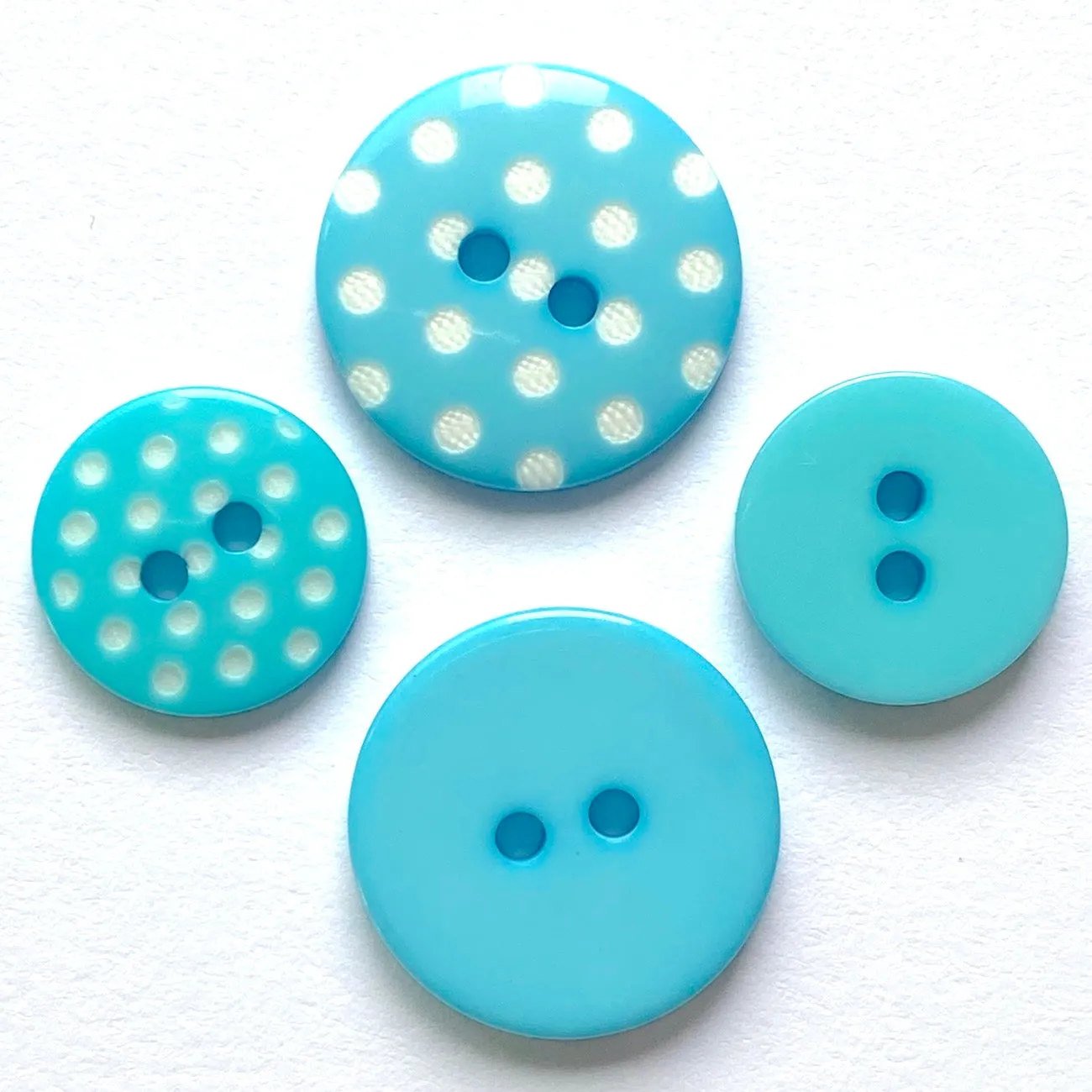 Aqua Blue with White Dots or Plain Aqua Button 9/16" or 11/16"