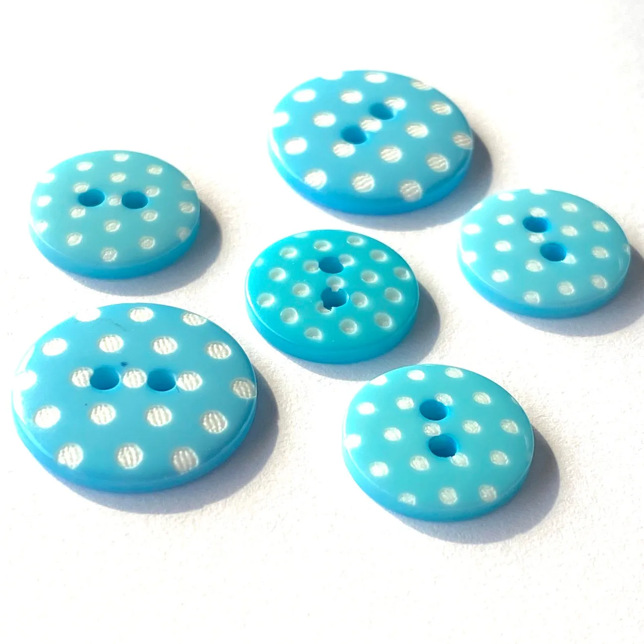 Aqua Blue with White Dots or Plain Aqua Button 9/16" or 11/16"