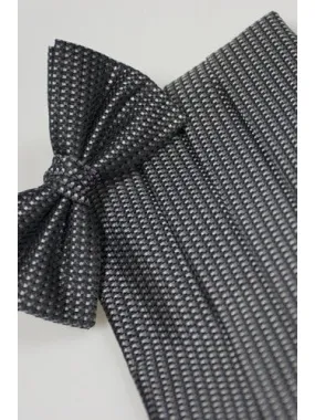 Asphalt Weave 100% Silk Cummerbund Set