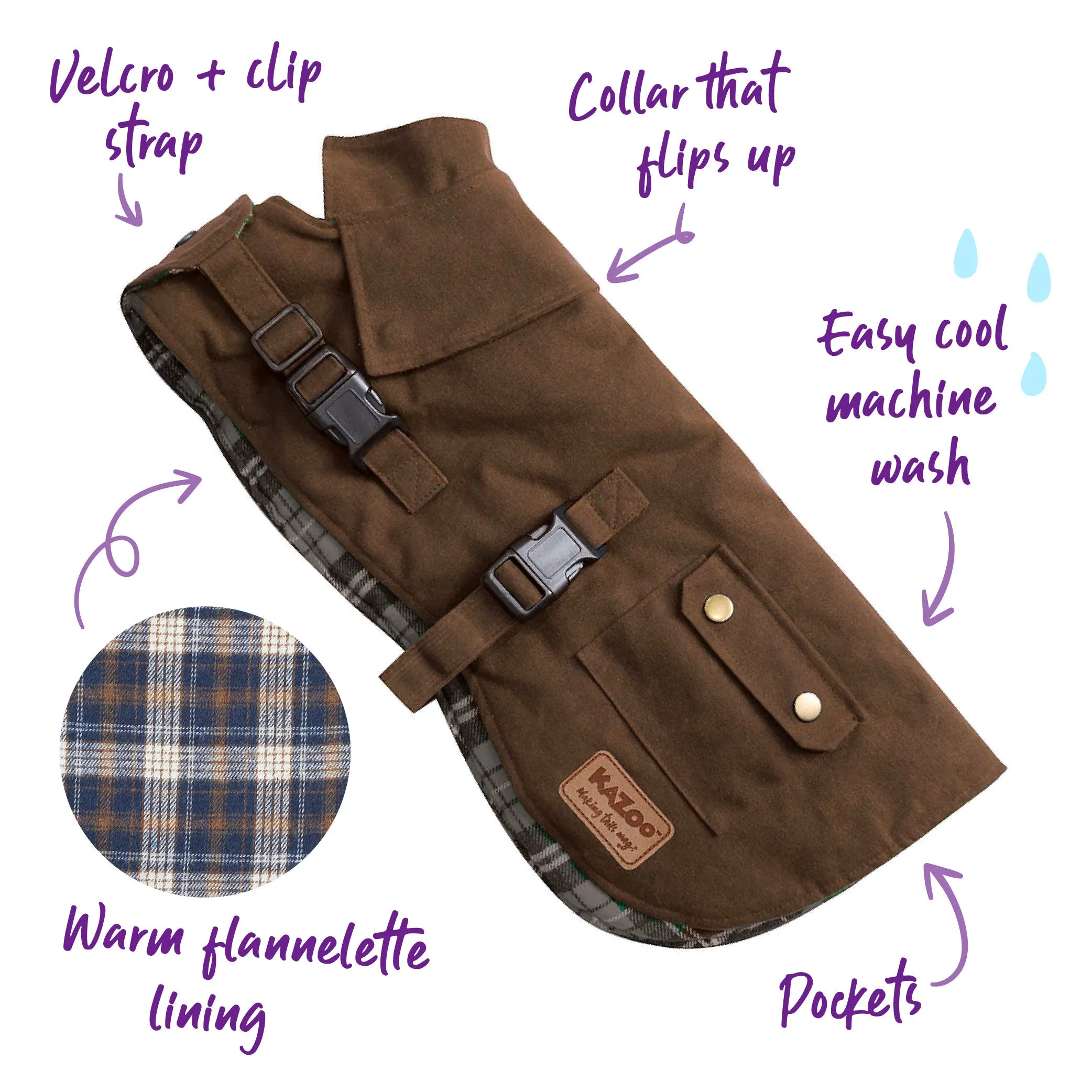 Aussie Oilskin Dog Coat - Brown