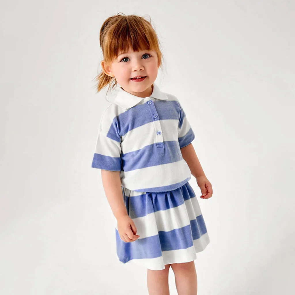 Baby Girl Striped Pattern Polo Neck Shirt With Skirt Sets In Summer by MyKids-USA™