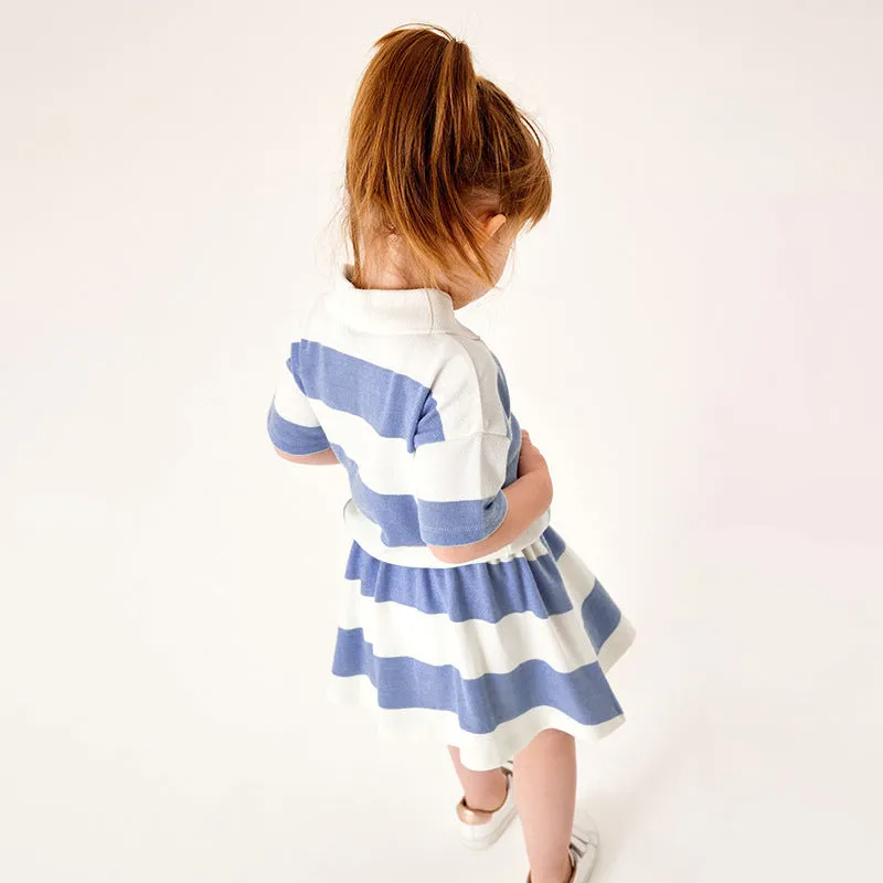 Baby Girl Striped Pattern Polo Neck Shirt With Skirt Sets In Summer by MyKids-USA™