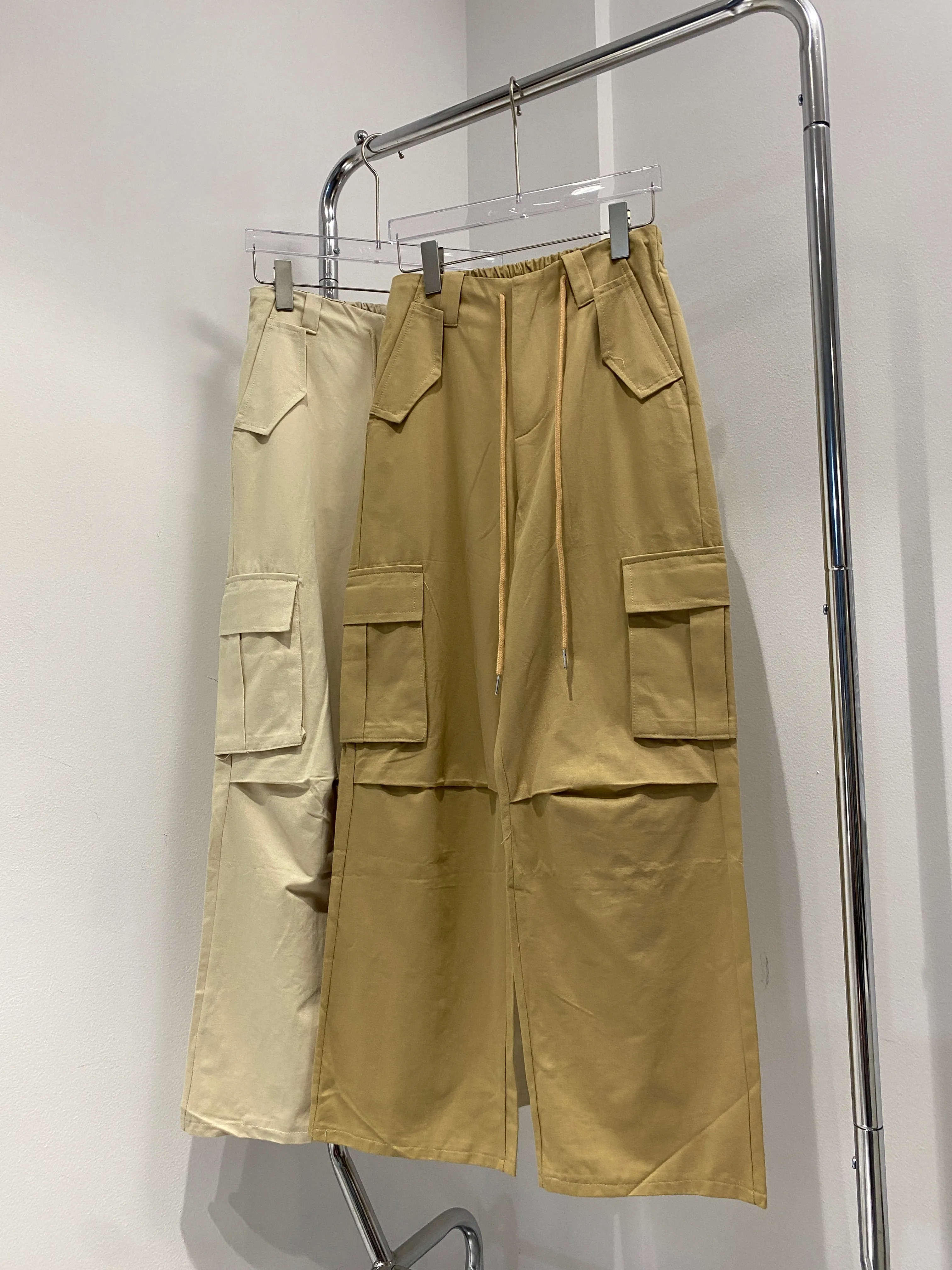 Baggy Parachute Trousers - Latte