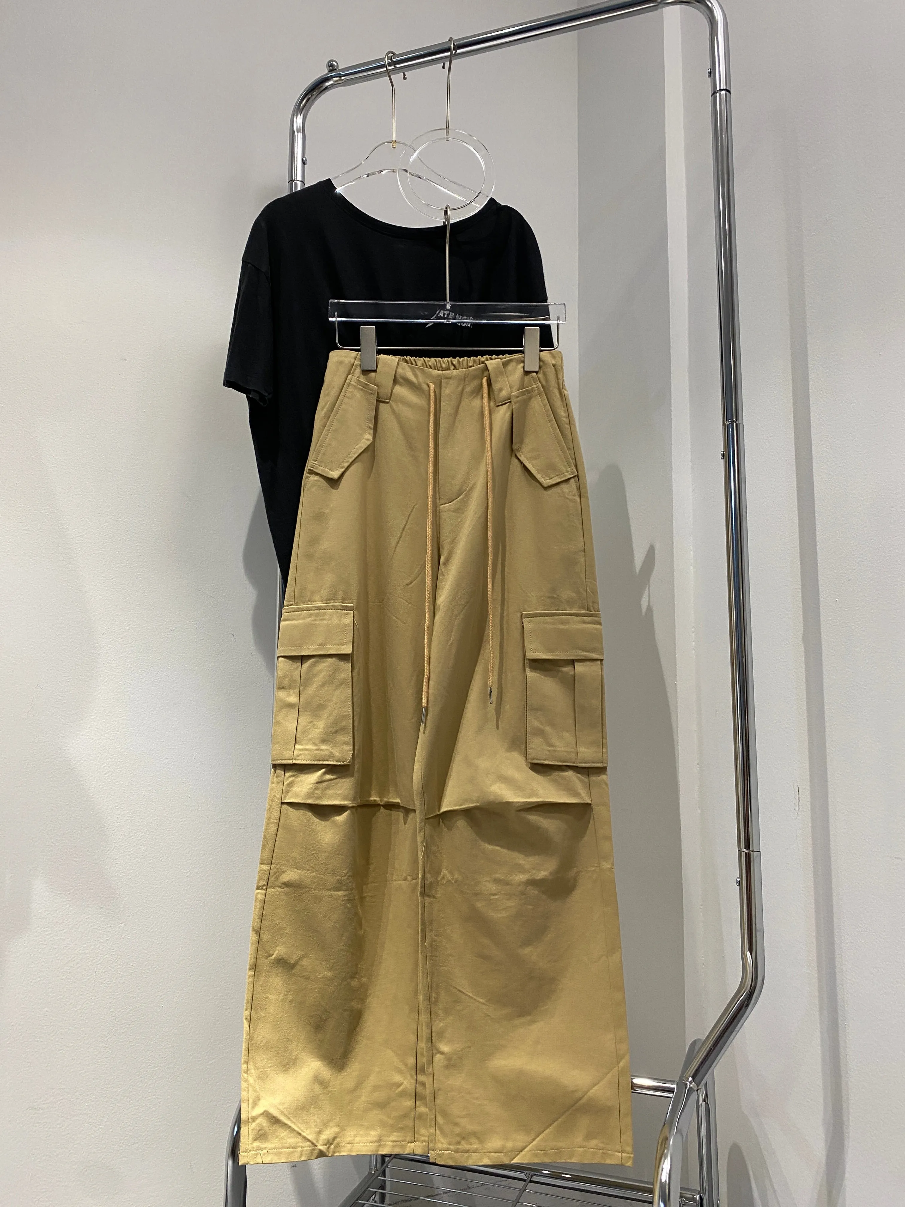 Baggy Parachute Trousers - Latte