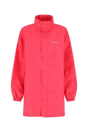 BALENCIAGA | Fluo pink polyester oversize raincoat