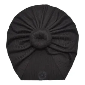 Barrett | Black | Brushed Rib Knotted Headwrap