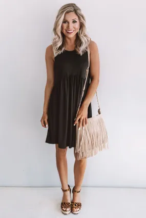 Beach Vibes Babydoll Dress In Black