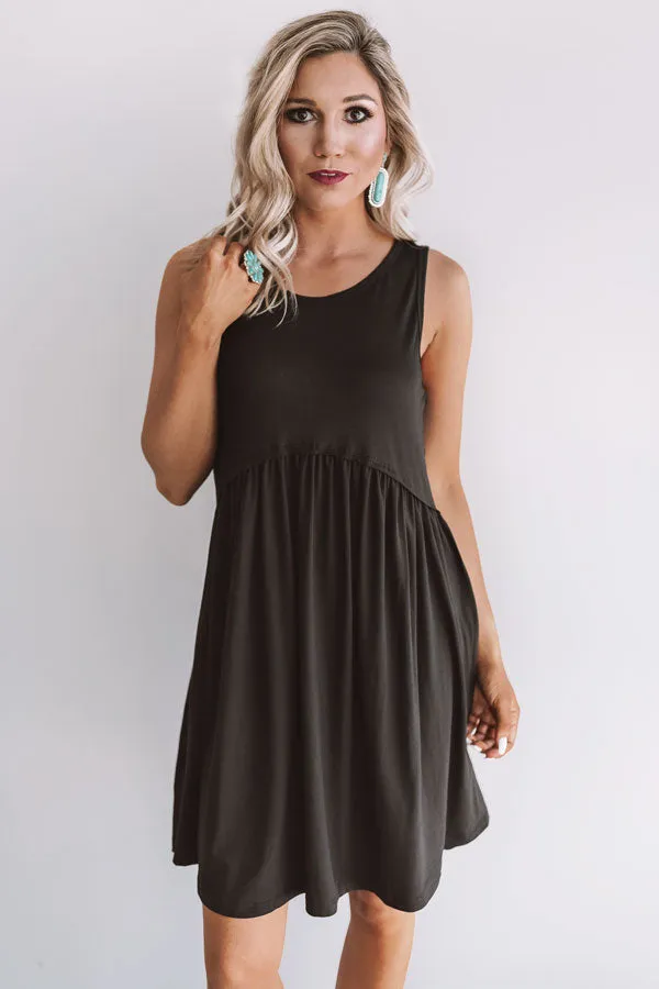 Beach Vibes Babydoll Dress In Black