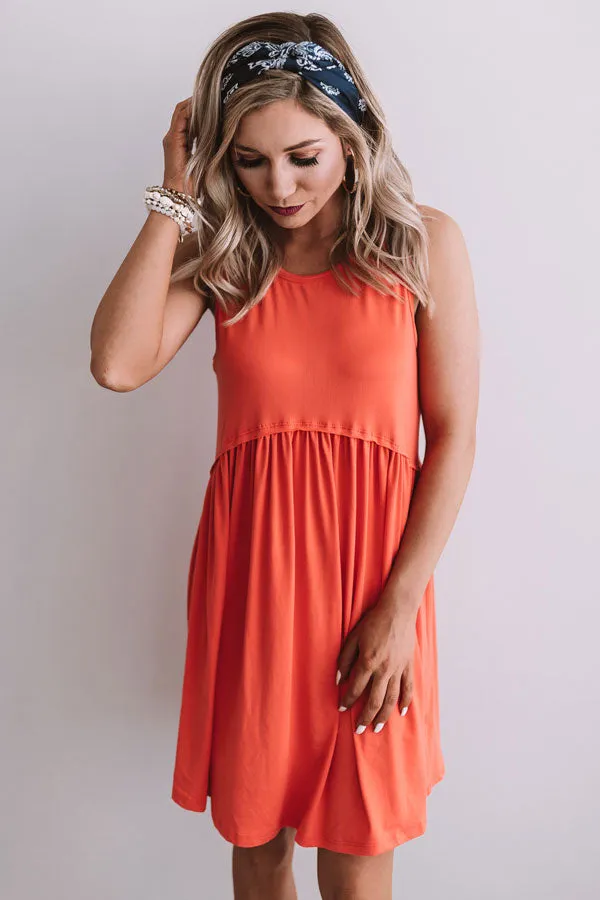 Beach Vibes Babydoll Dress In Coral