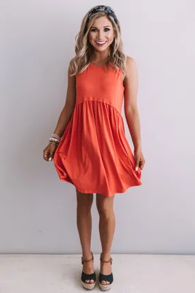 Beach Vibes Babydoll Dress In Coral