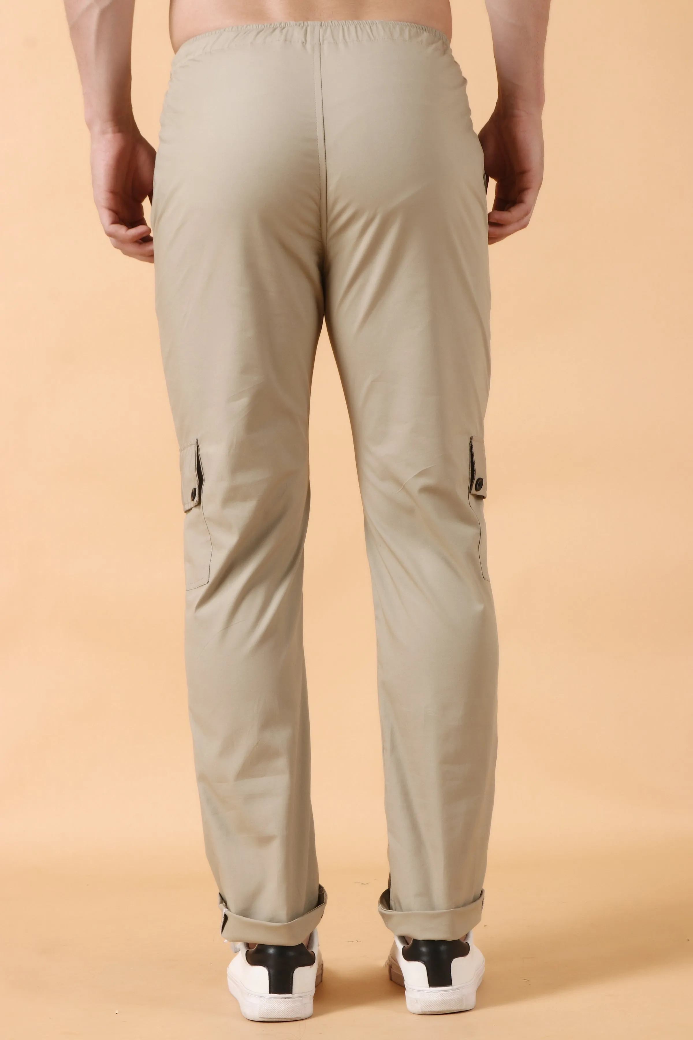 Beige Stretch Cargo Pants