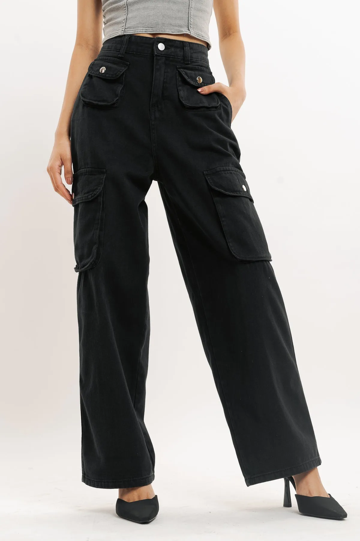 Black Coin Pocket Denim Cargo Pant