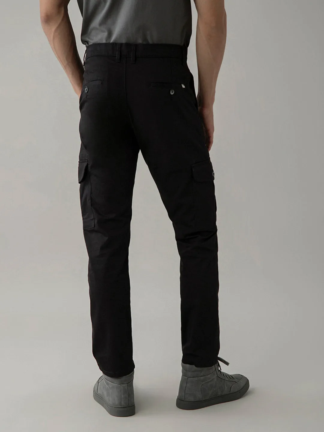 Black Cotton Cargo Pants