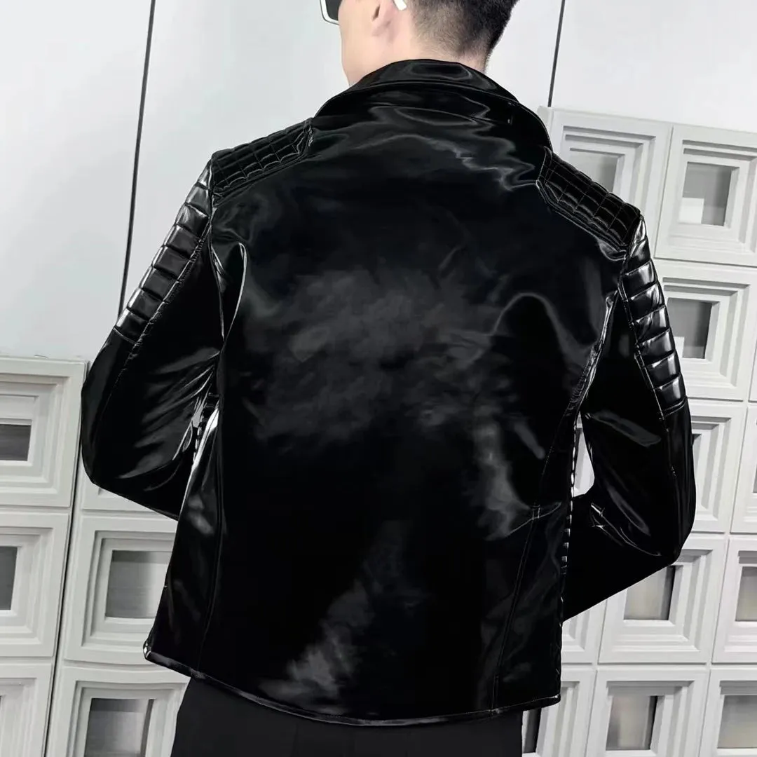 Black Punk Faux Leather Zippers Jacket