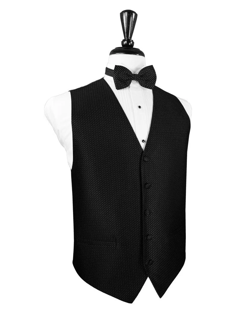 Black Venetian Full Back Tuxedo Vest and Tie Set by Cardi