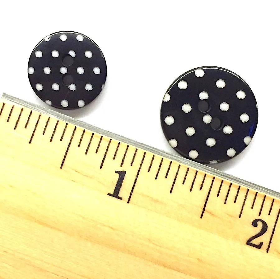 Black with White Dots or Plain Black Button 9/16" or 11/16"