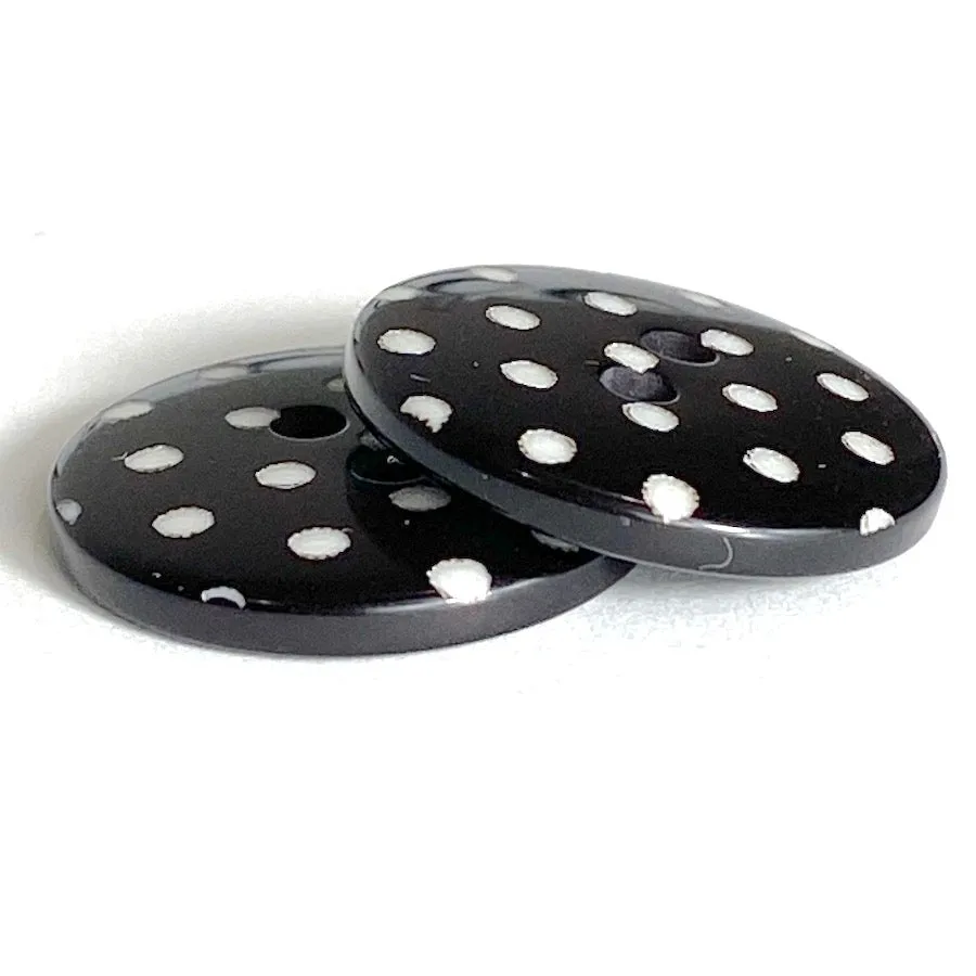 Black with White Dots or Plain Black Button 9/16" or 11/16"