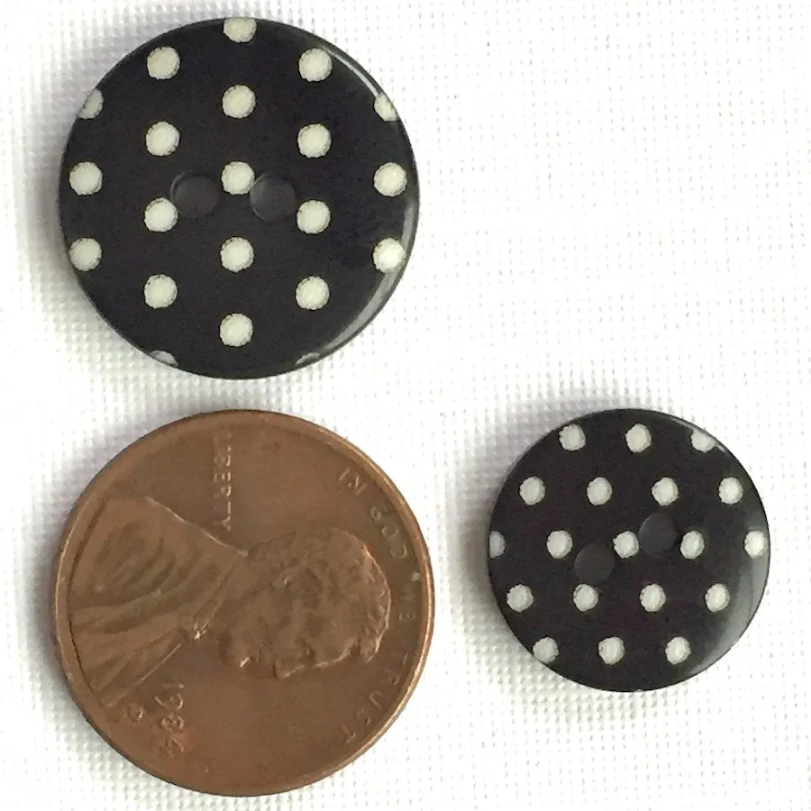 Black with White Dots or Plain Black Button 9/16" or 11/16"