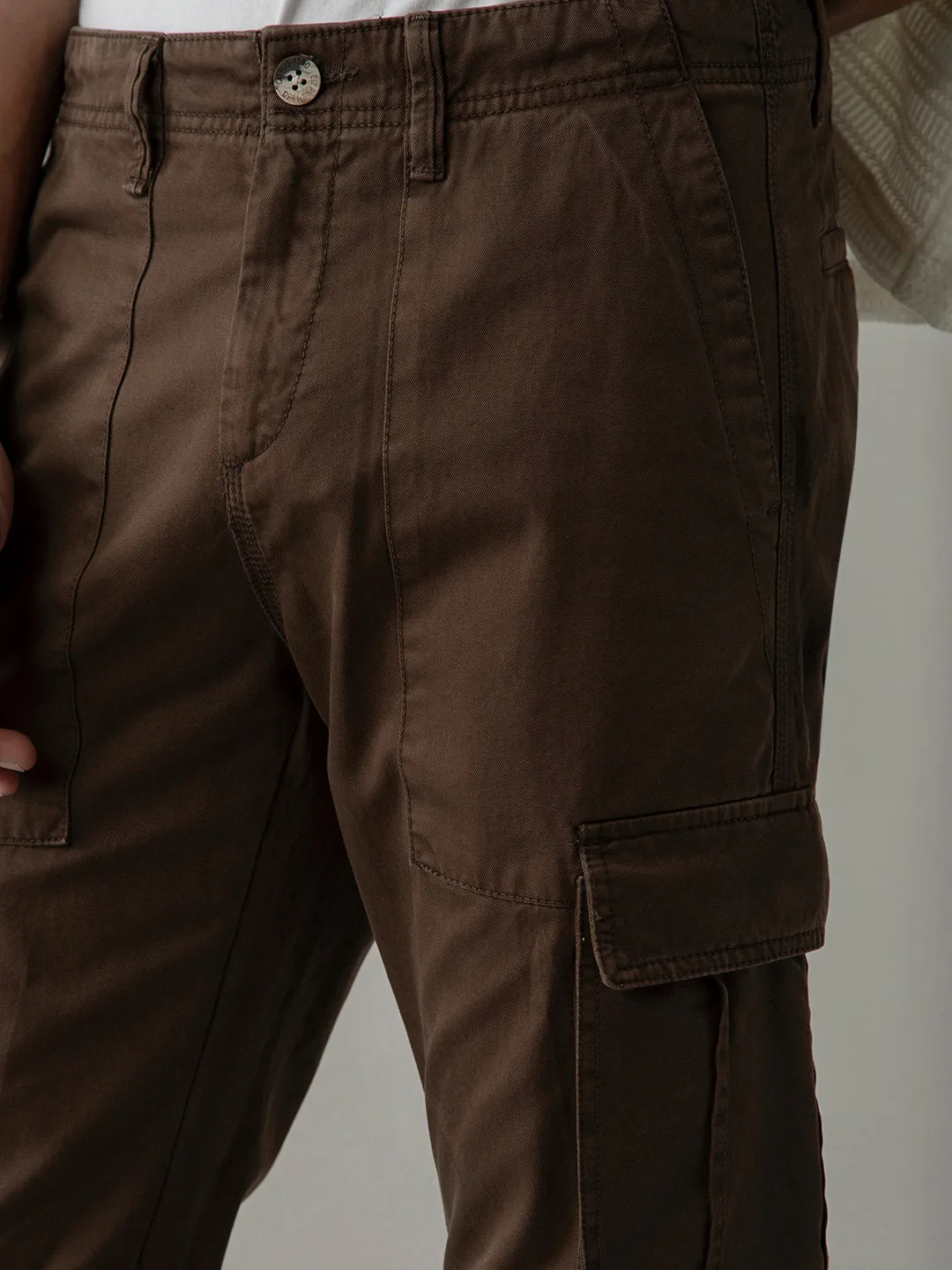 Brown Cotton Blend Cargo