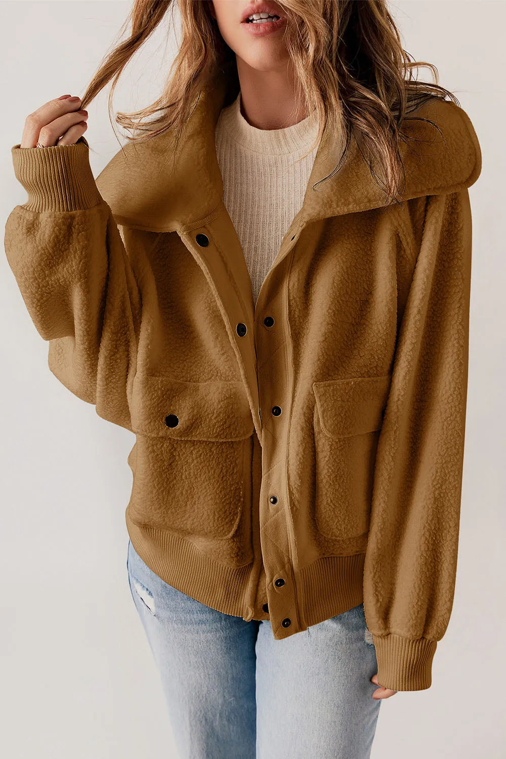 Button-Front Fleece Jacket