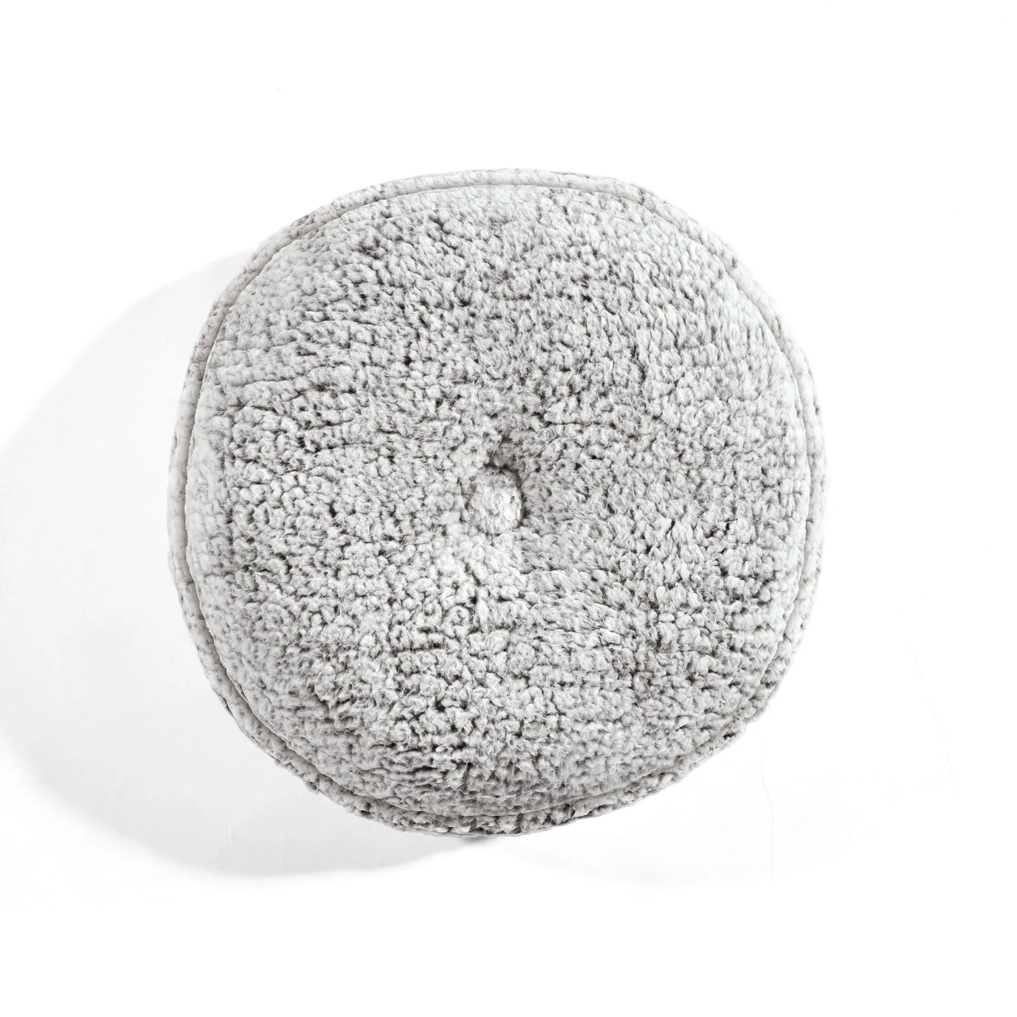 Button Soft Sherpa Round Throw Pillow