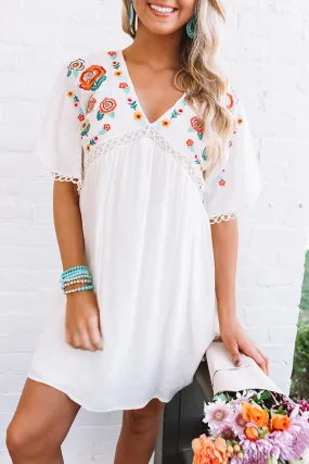 Cabanas And Cuties Embroidered Dress In Ivory