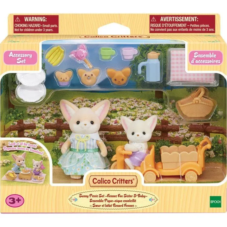 Calico Critters Sunny Picnic Set, Dollhouse Playset with 2 Collectible Figures and Accessories