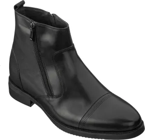 CALTO - S28001 - 3.2 Inches Taller (Black) - Lightweight - Zipper Boots