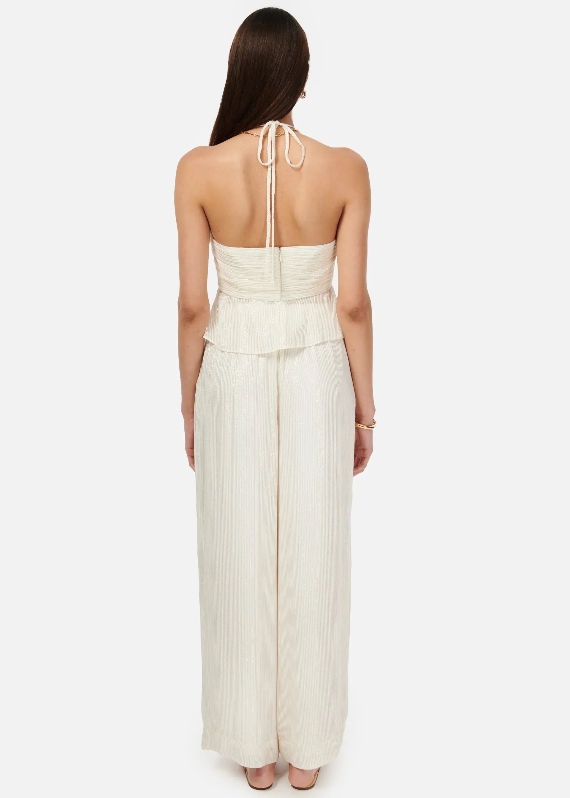 CAMI NYC MEDINA METALLIC CHIFFON PANT WHITE