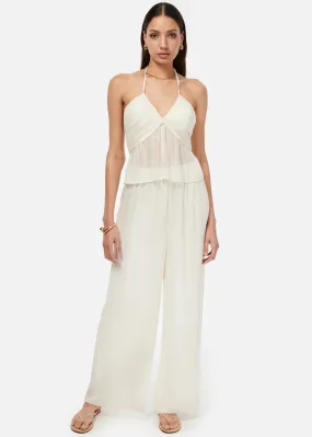 CAMI NYC MEDINA METALLIC CHIFFON PANT WHITE