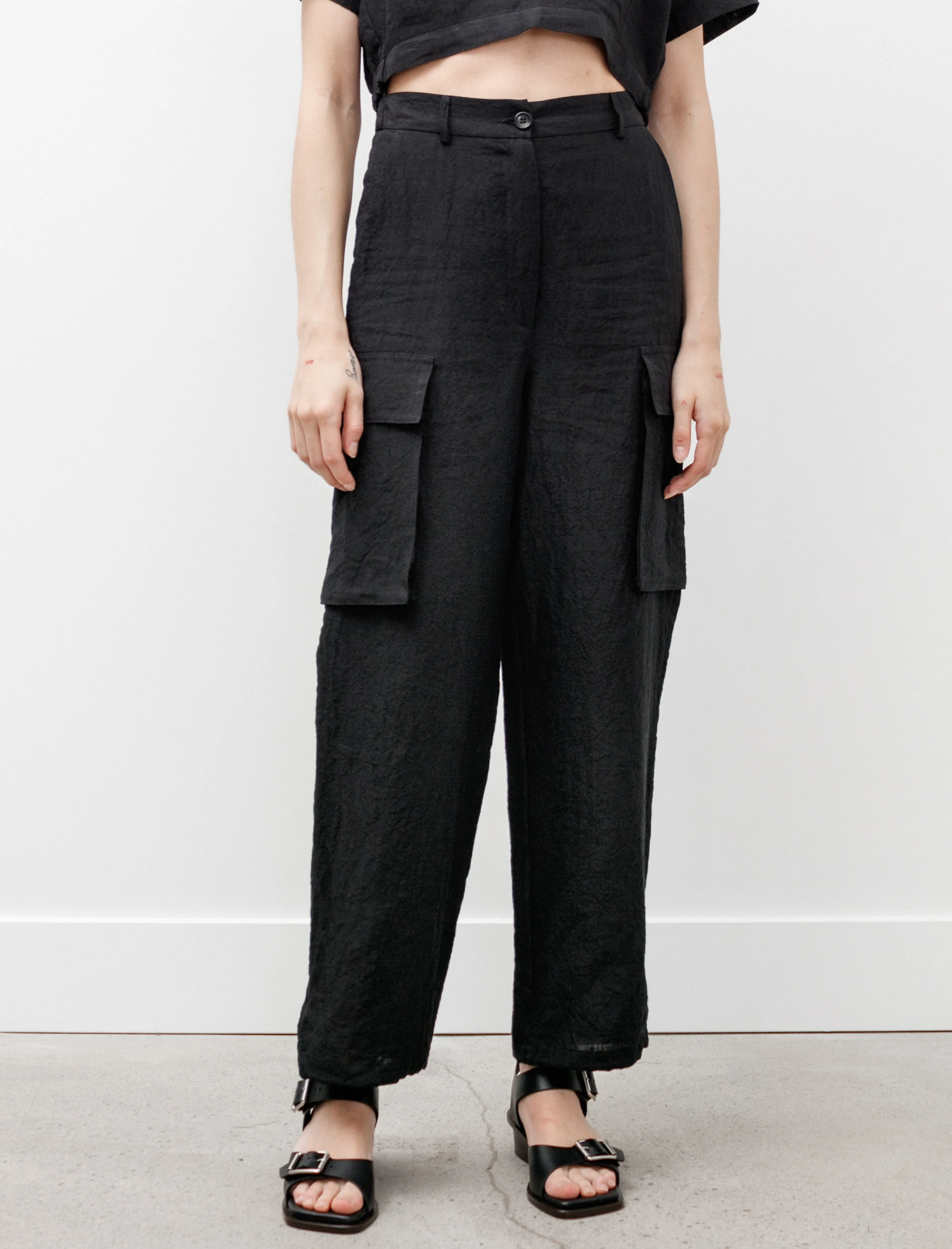 Cargo Pants Linen Black