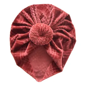 Cinna | Crimson Brick Plaid | Velvet Burnout Headwrap