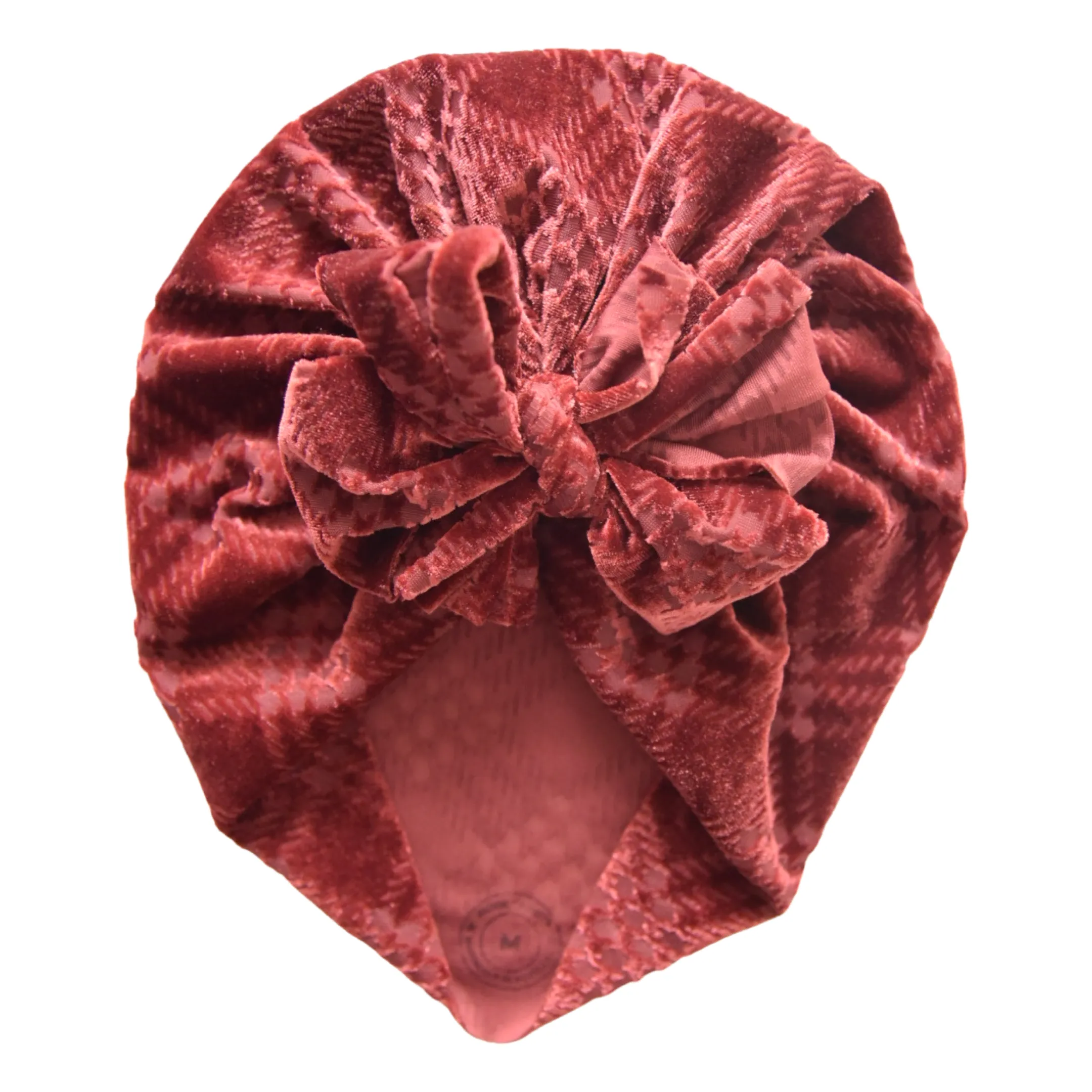 Cinna | Crimson Brick Plaid | Velvet Burnout Headwrap