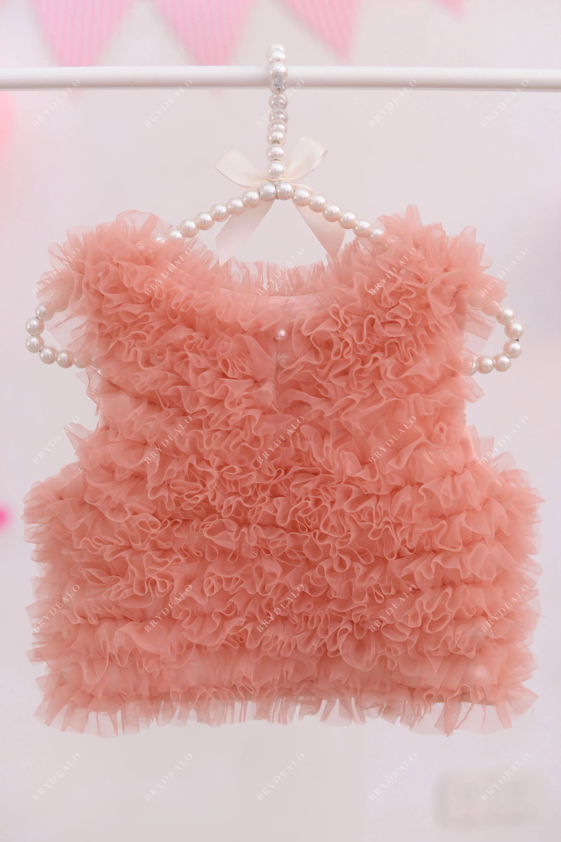 Cute Coral Two-Piece Fluffy Tank Top Tulle Dress