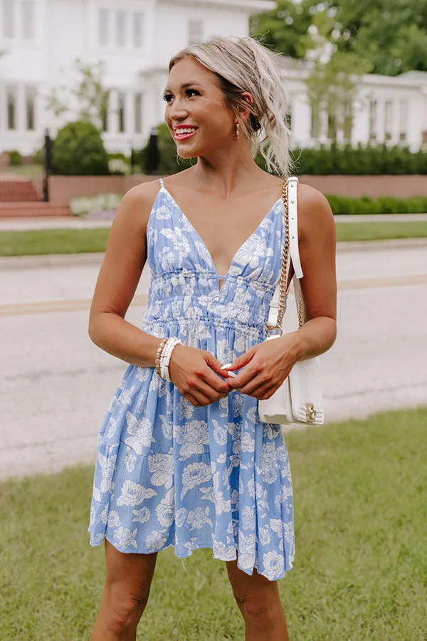 Cutie Pie Floral Babydoll Dress In Sky Blue