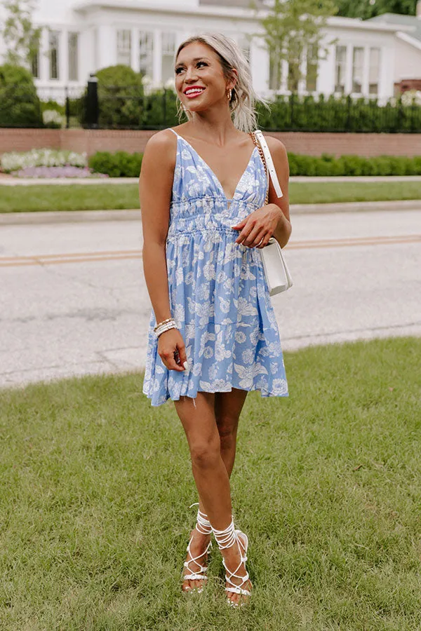 Cutie Pie Floral Babydoll Dress In Sky Blue