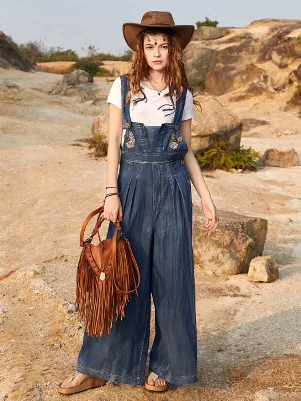 Denim Overalls Vintage Loose Denim Jumpsuits for Women