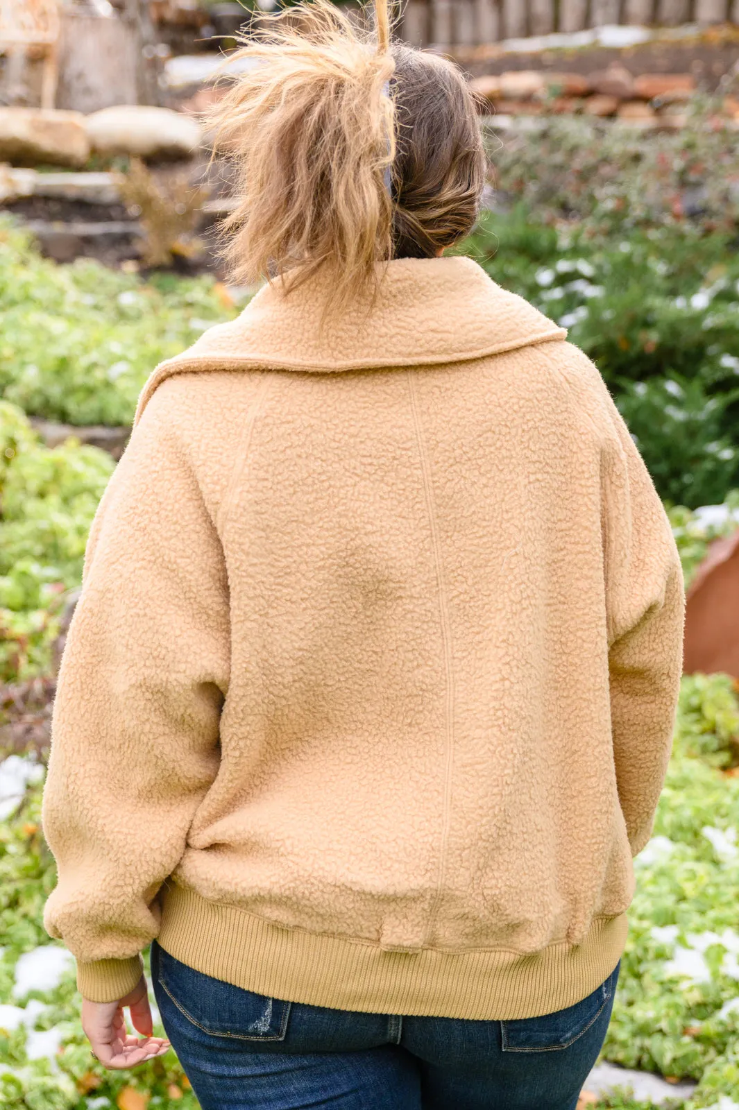 Don't Stress Oversized Collar Sherpa Jacket In Taupe